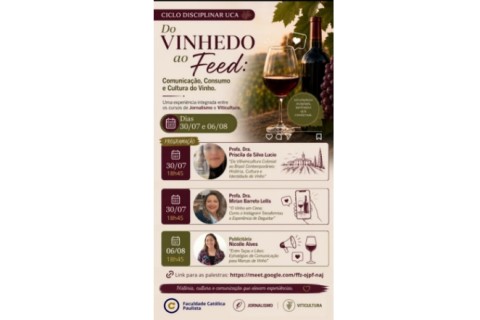 Ciclo Disciplinar da UCA aborda comunicação, consumo e cultura do vinho em encontros online
